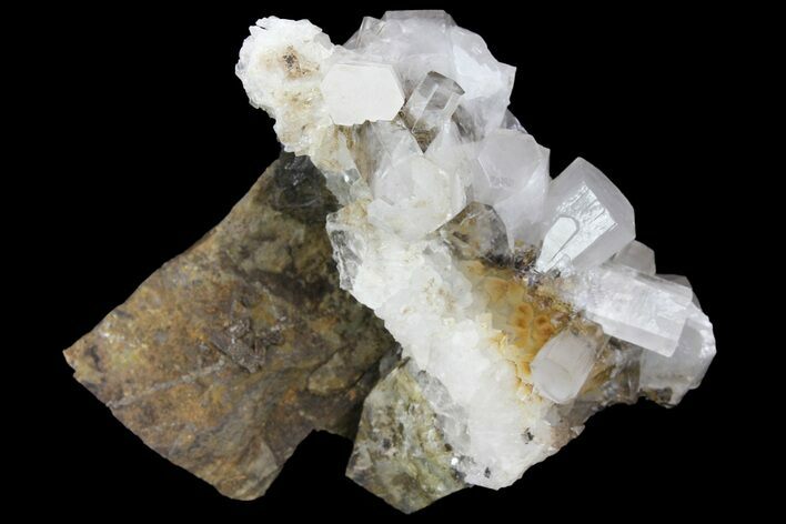 Columnar Calcite Crystal Cluster on Quartz - China #163999